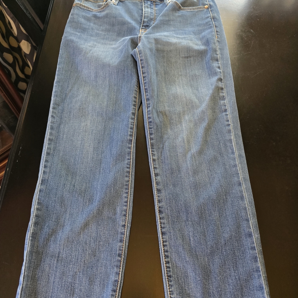 Seven7‎ Tower Straight Crop Straight Jeans Blue Stretch Denim Raw Hem Button Zip